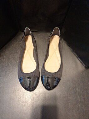 Alfani Black Quilted Step’n Flex Tavii Flats Patent Cap Toe Women’s Shoes